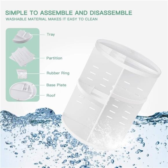360 Rotating Makeup Organizer,DIY Adjustable Spinning Holder,Foldable Storage - Picture 4 of 7